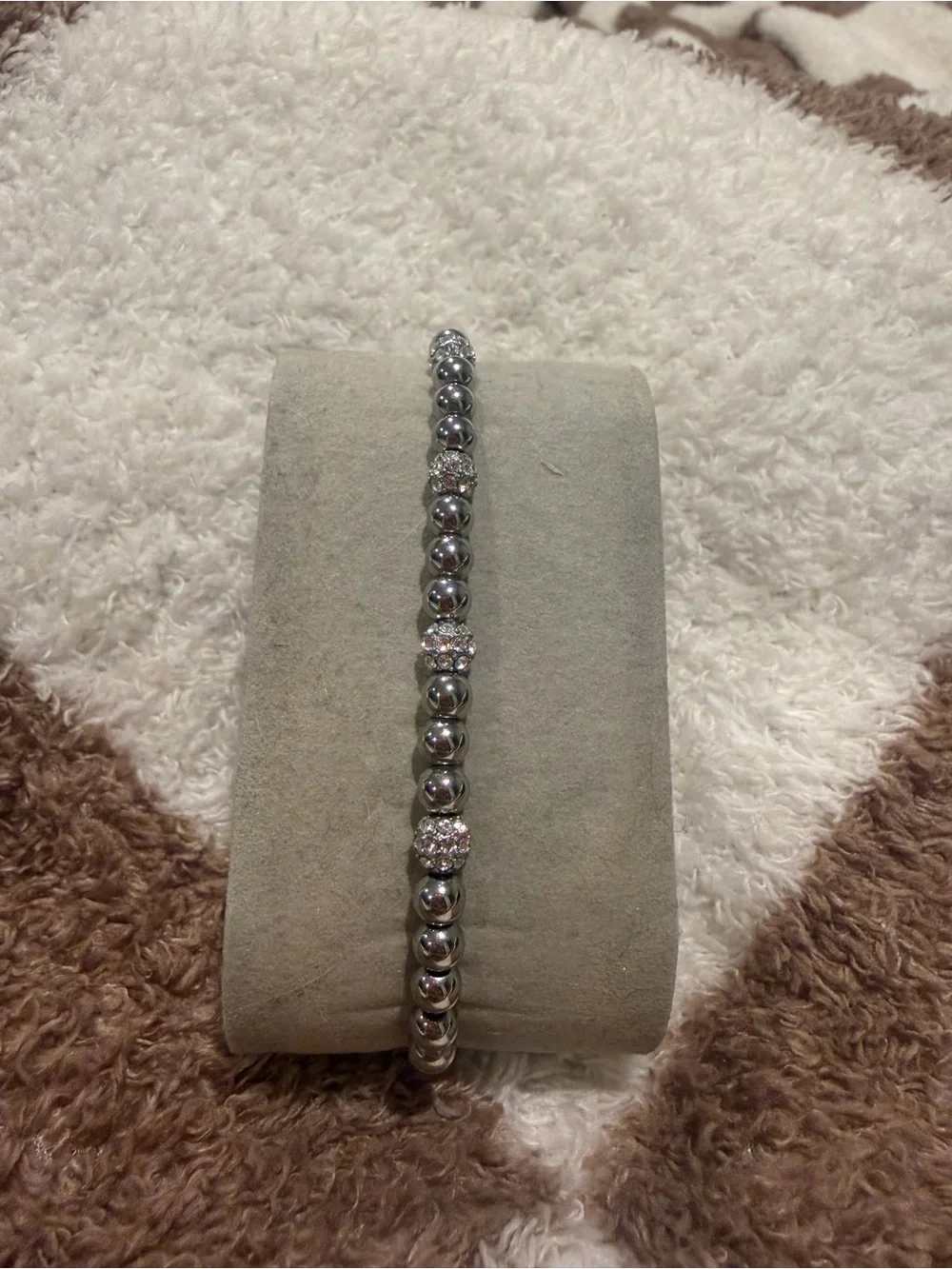 Michael Kors Silver-Tone Beaded Bracelet with Crystal Accents